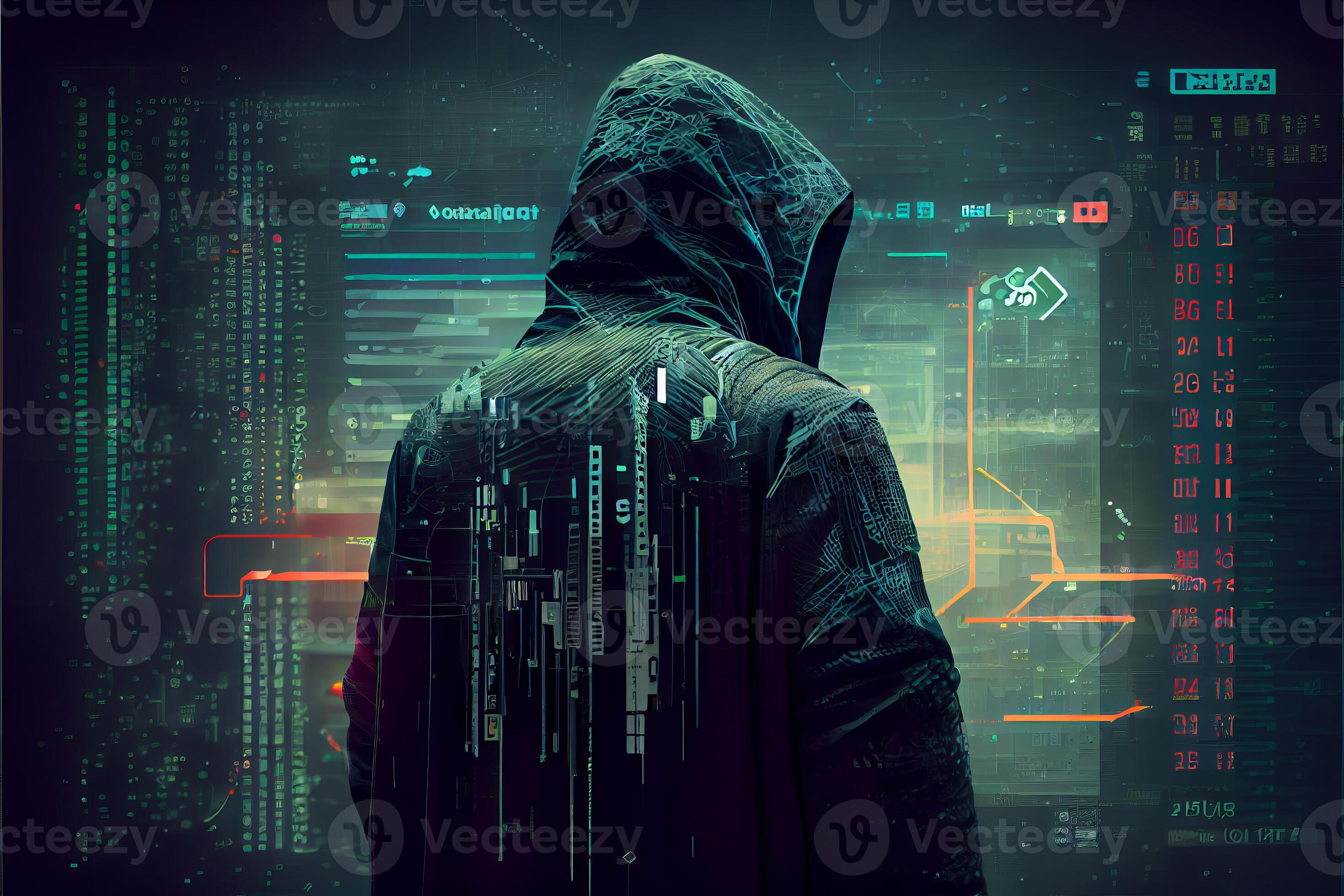 Hacker in virtual world 22851410 Stock Photo at Vecteezy