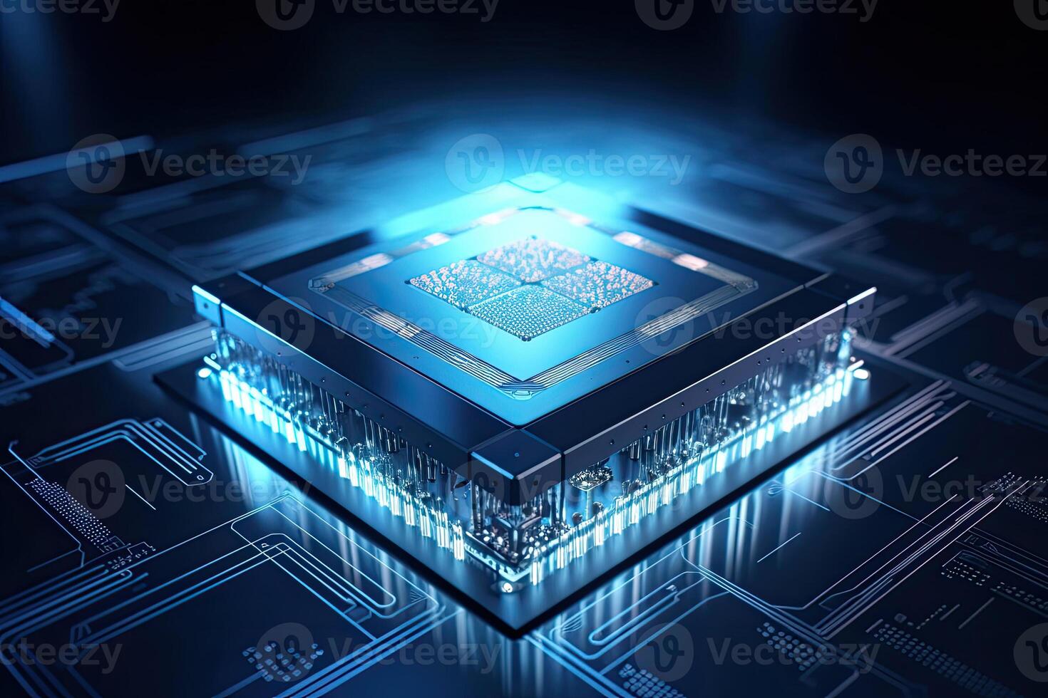 Quantum processor on circuit board. photo
