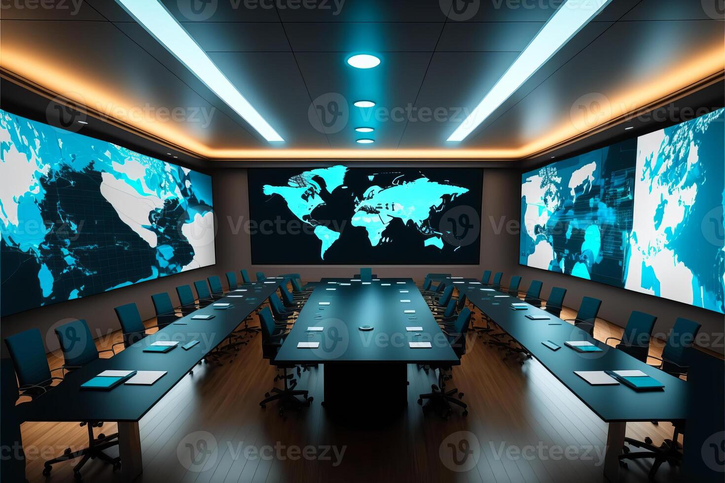 Meeting room data center with virtual interface. photo