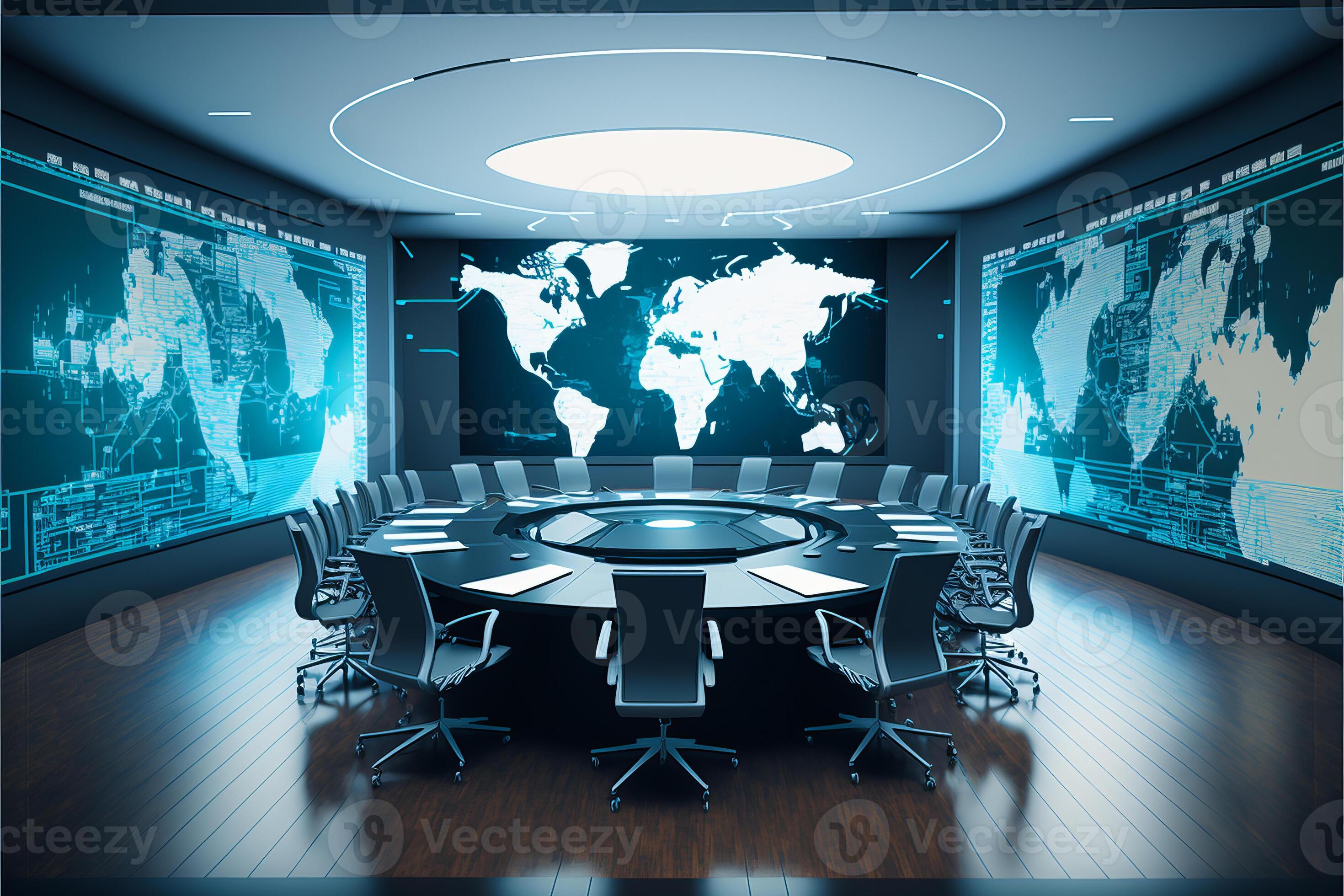 Meeting room data center with virtual interface. 22852339 Stock Photo