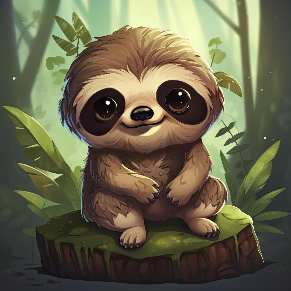 Cute little cartoon sloth. . photo