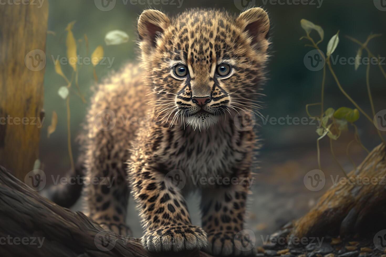 linda pequeño leopardo cachorro. generativo ai. foto