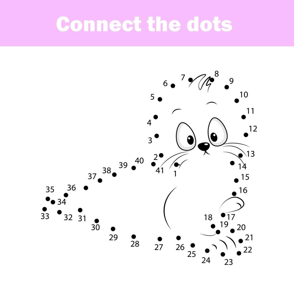 Connect the dots children educational drawing game. Dot to dot by numbers game for kids. Printable worksheet activity for toddlers. vector