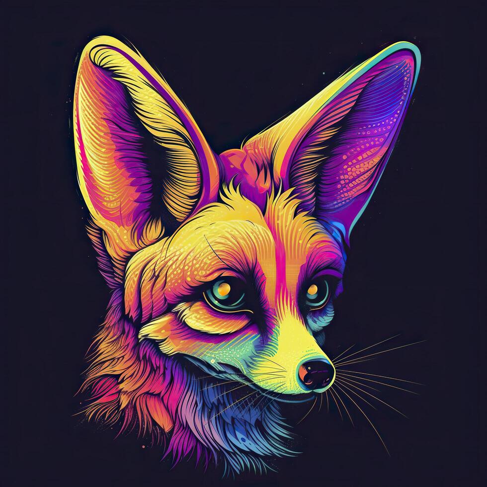 Fennec in neon colors. . photo