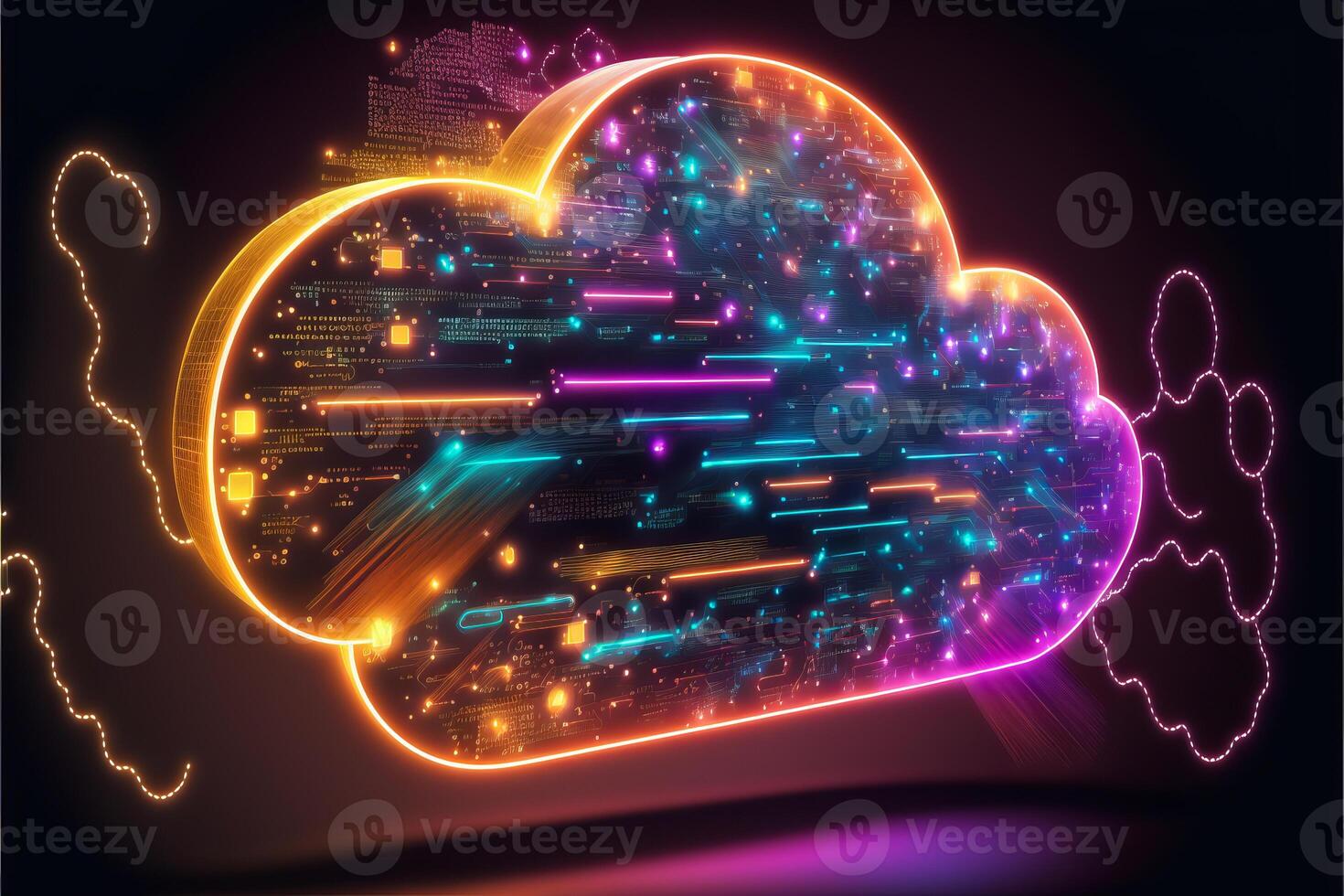 Digital cloud computing technology concept. photo