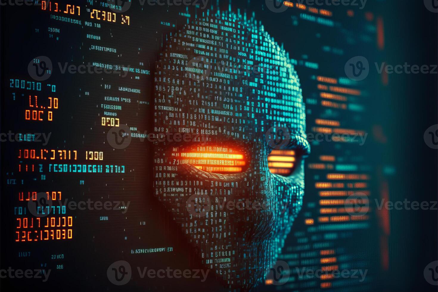 Abstract artificial intelligence digital screen background. photo