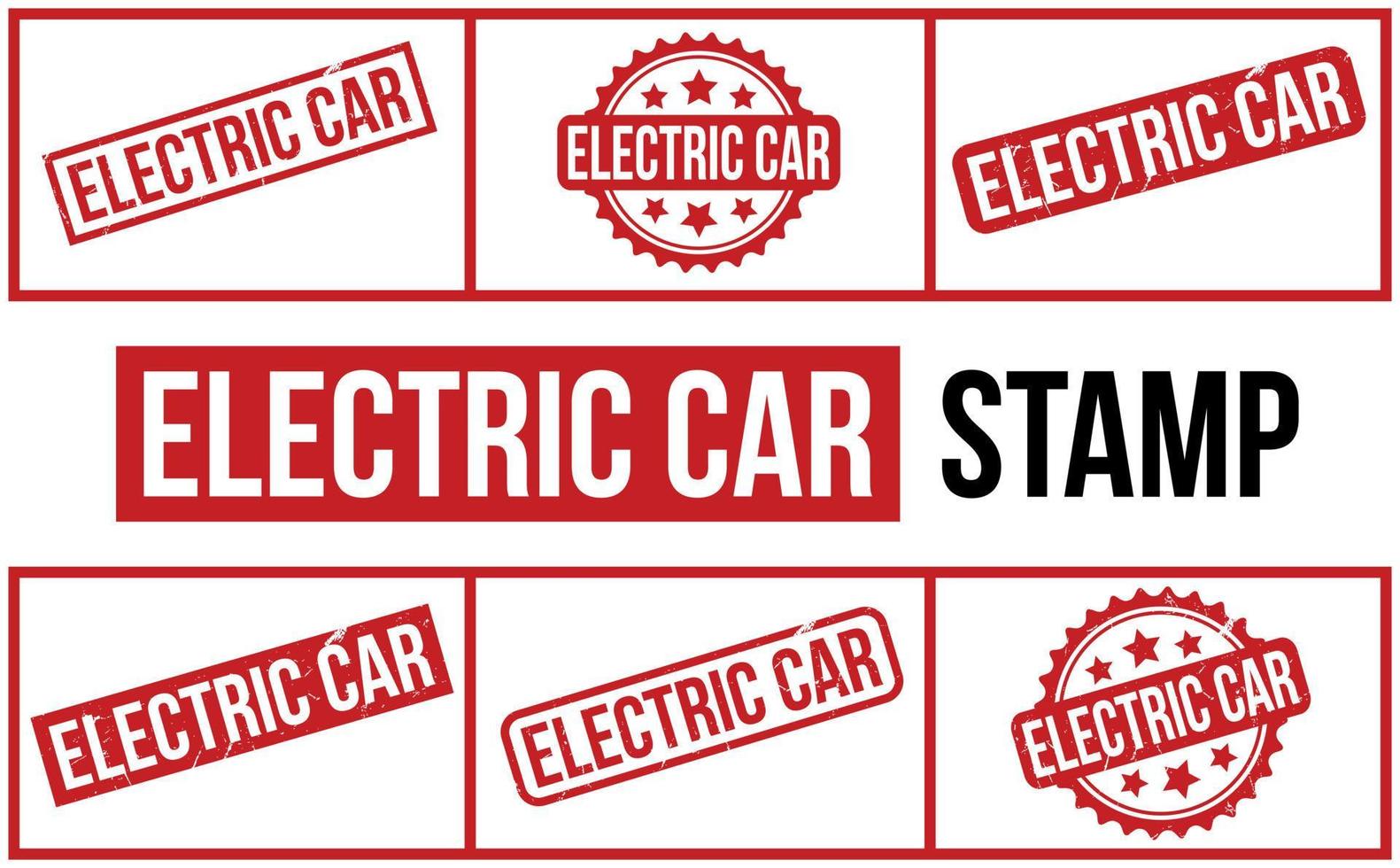 Electric Car Rubber Stamp set Vector