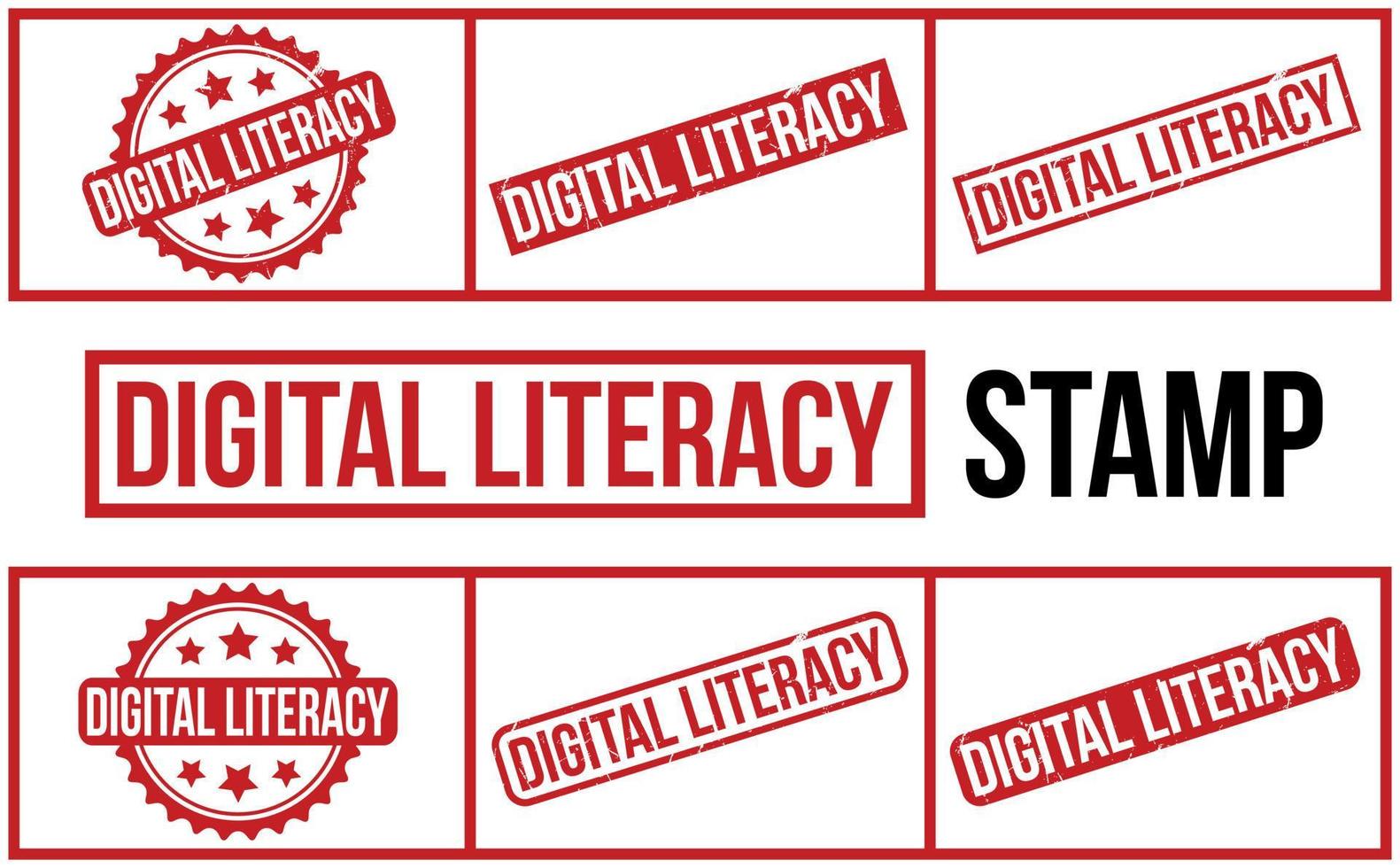 Digital Literacy Rubber Stamp Set Vector