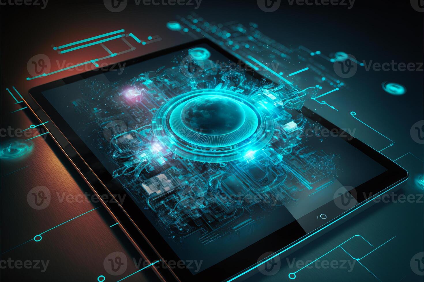 Artificial intelligence digital tablet. photo