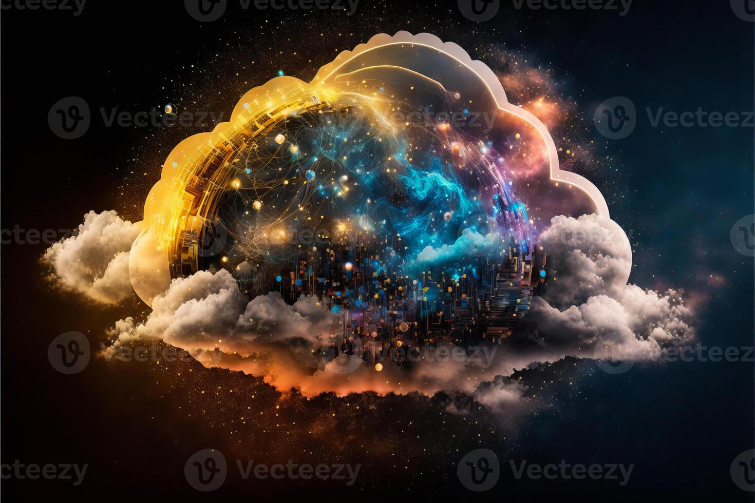 Digital cloud computing technology concept. photo