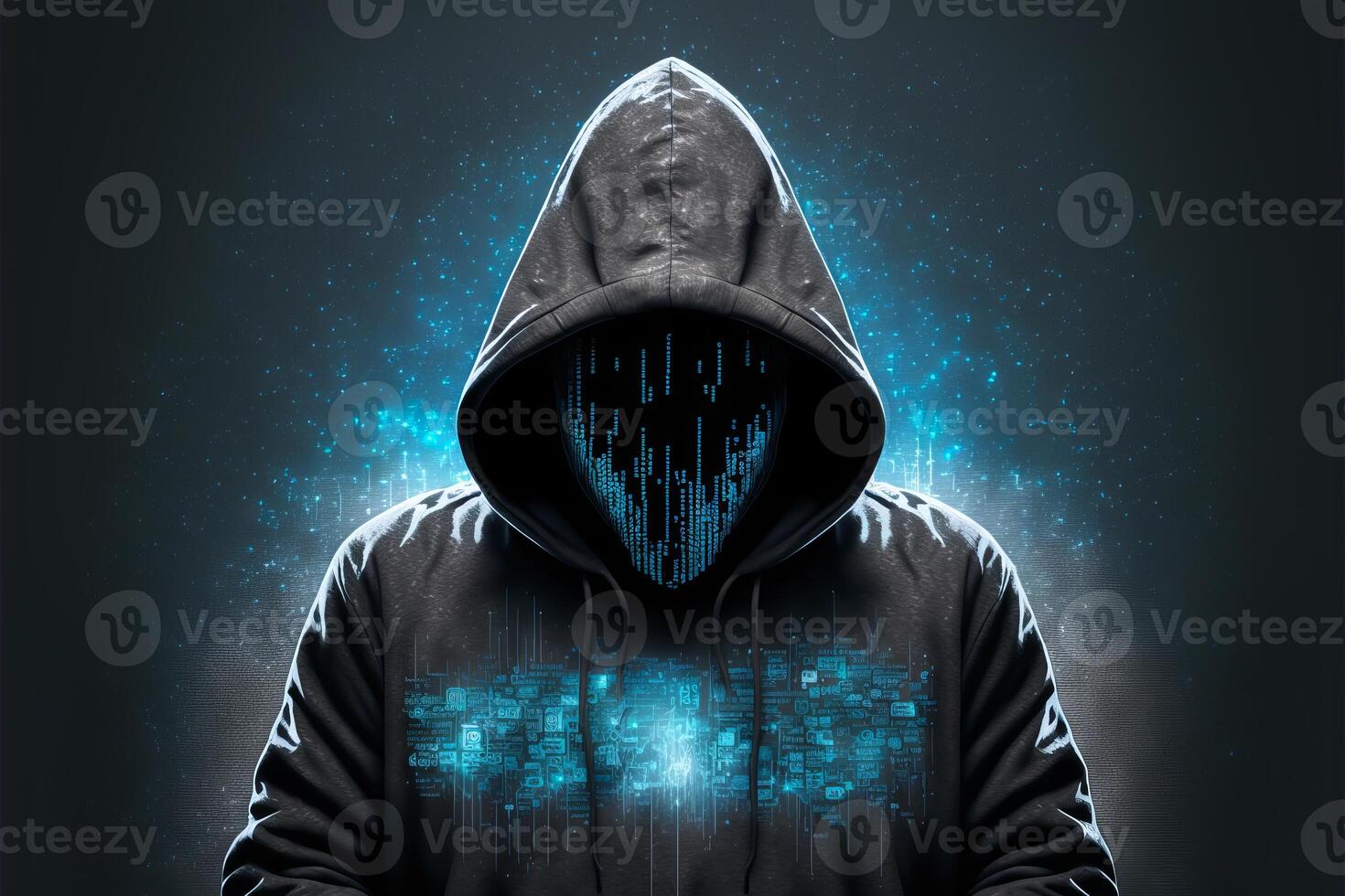 Hacker in virtual world. photo
