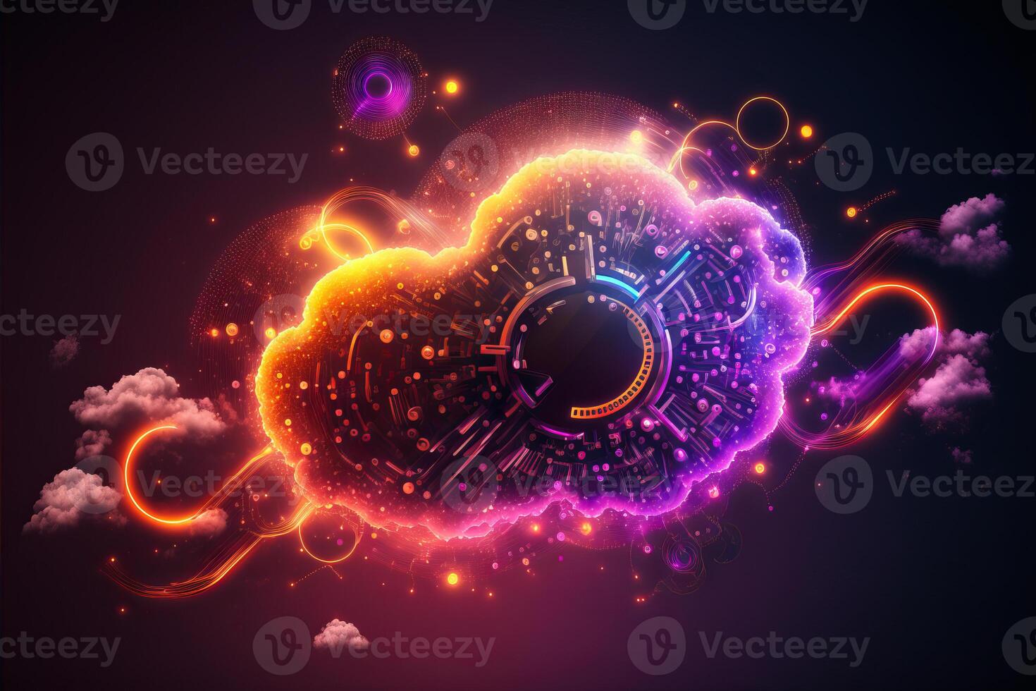Digital cloud computing technology concept. photo