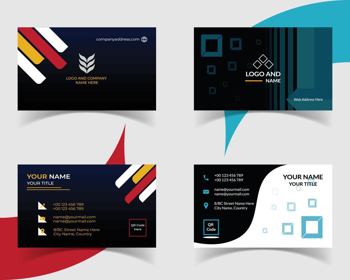 Modern corporate business card template design. Double sided, simple, vector visiting card layout.