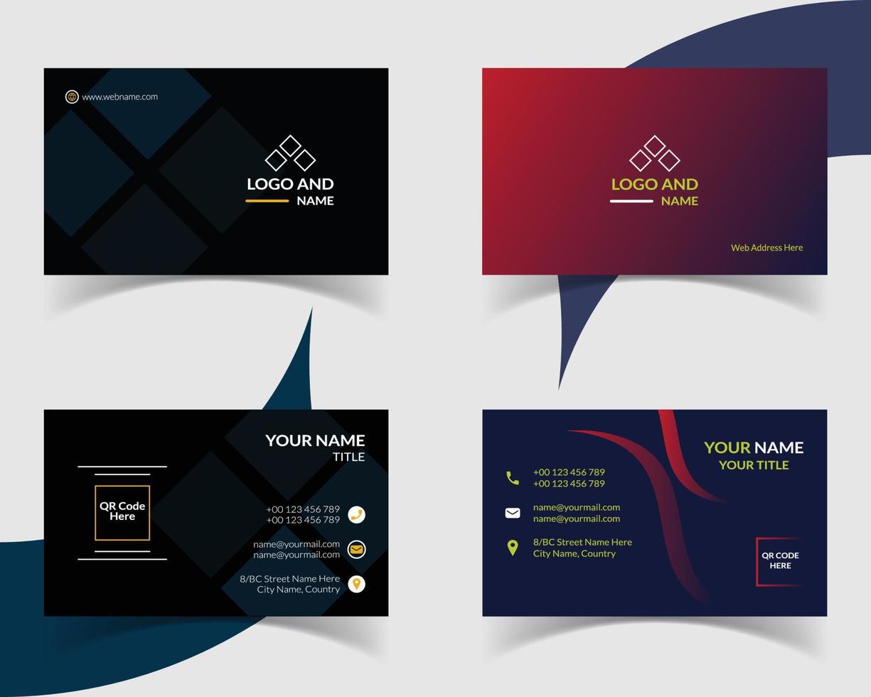 Modern corporate business card template design. Double sided, simple, vector visiting card layout.