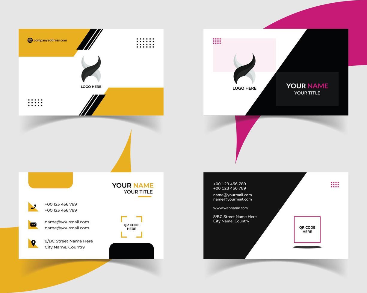 Modern corporate business card template design. Double sided, simple, vector visiting card layout.