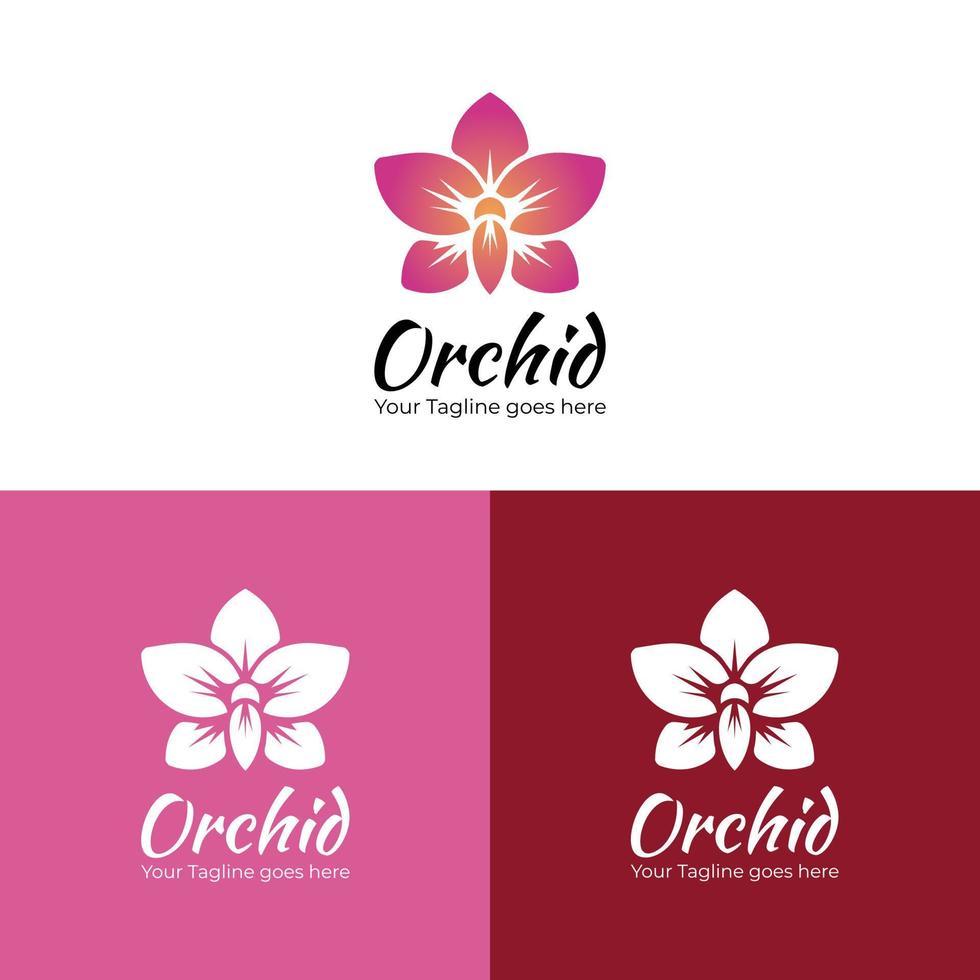 orquídea logo diseño, adecuado para belleza, spa, hotel, protección de la piel, flor tienda negocios vector