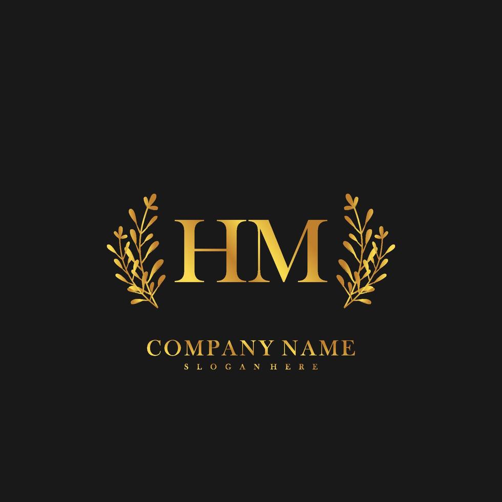 HM Initial beauty floral logo template vector