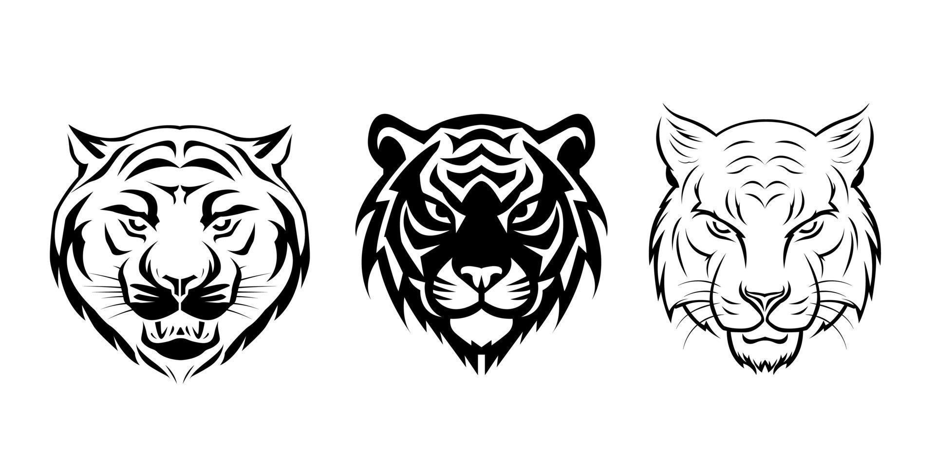 tiger face emblem icon line logo isolated simple modern style vector. minimal tiger face icon line logo isolated simple emblem modern style vector. tiger line symbol element vector