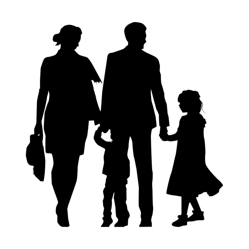 silhouette of family father mother and children vector. silhouette of family father mother and children kid man female vector. silhouette of family vector