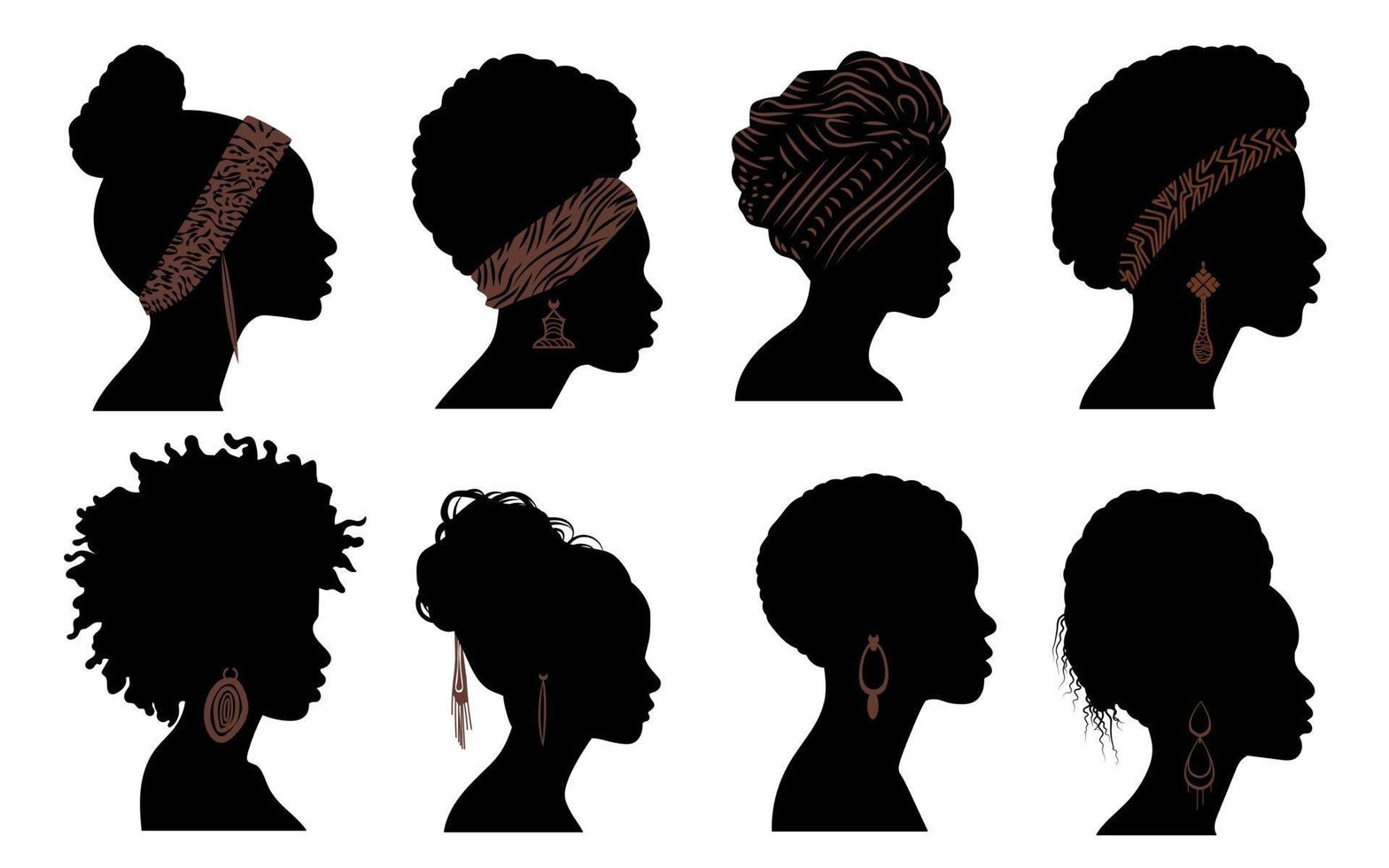 silhouette of hair style African black girl female vector. silhouette of hair style African black girl female and accessories vector. silhouette of hair style African black girl female vector