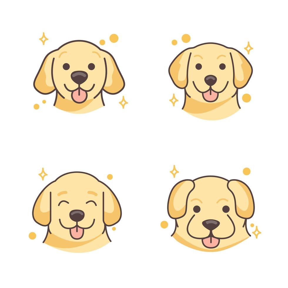 cute golden retriever dog face icon line logo flat simple style vector. set cute golden retriever dog face icon line logo flat simple style vector. cute golden retriever icon line logo flat vector