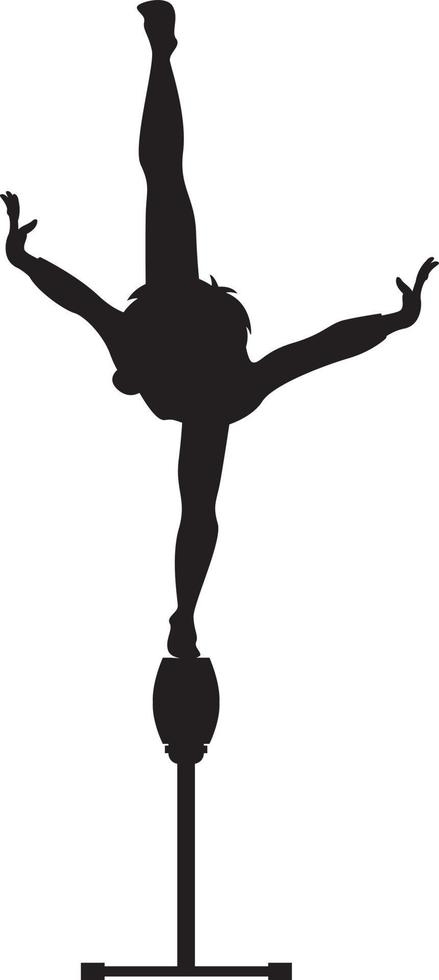 Gymnast in Silhouette on Balance Beam Gymnastics Sport and Leisure Illustration vector