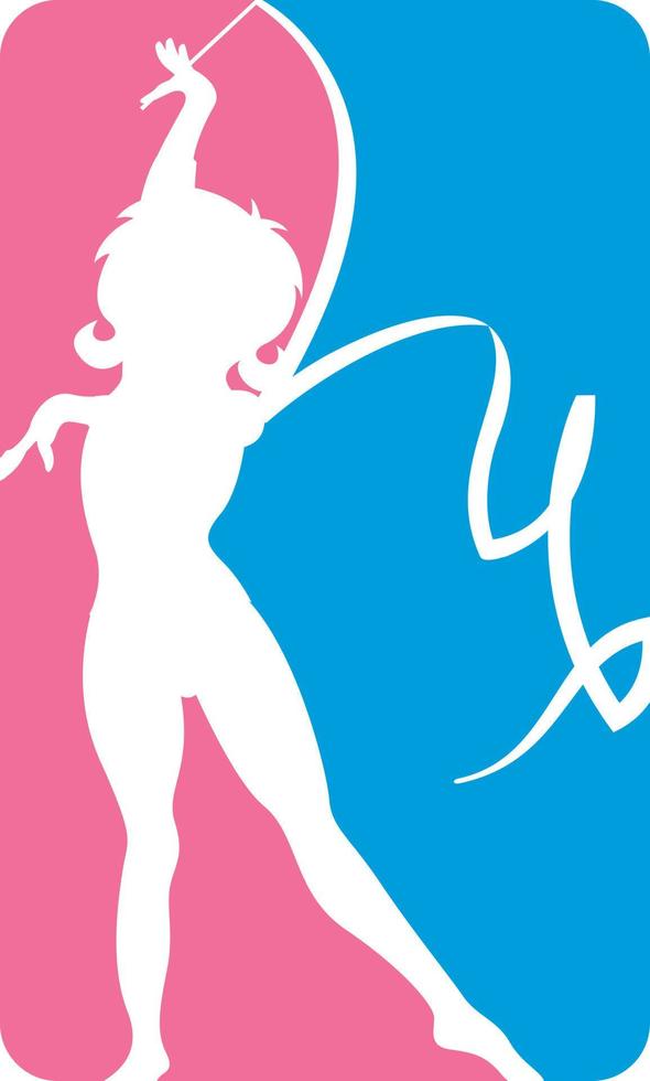 Gymnast in Silhouette with Ribbon Gymnastics Sport and Leisure Illustration vector