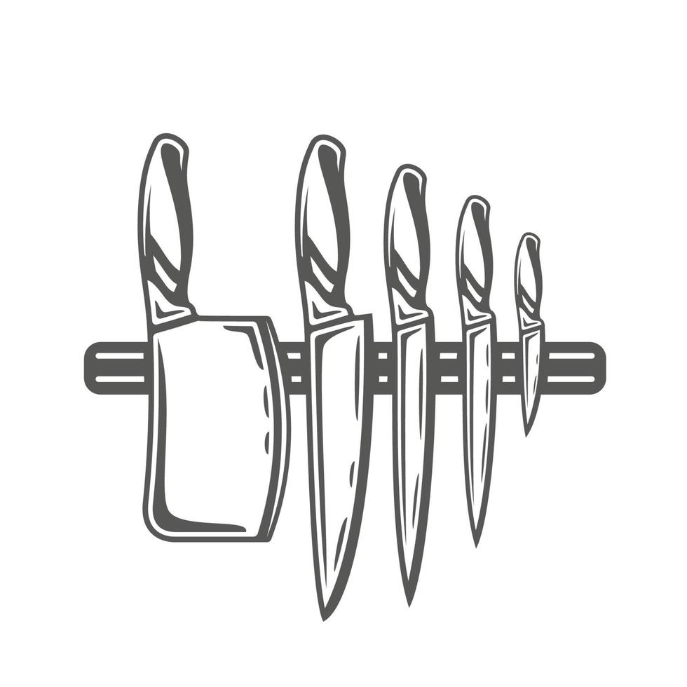 Set of knives isolated on white background vector