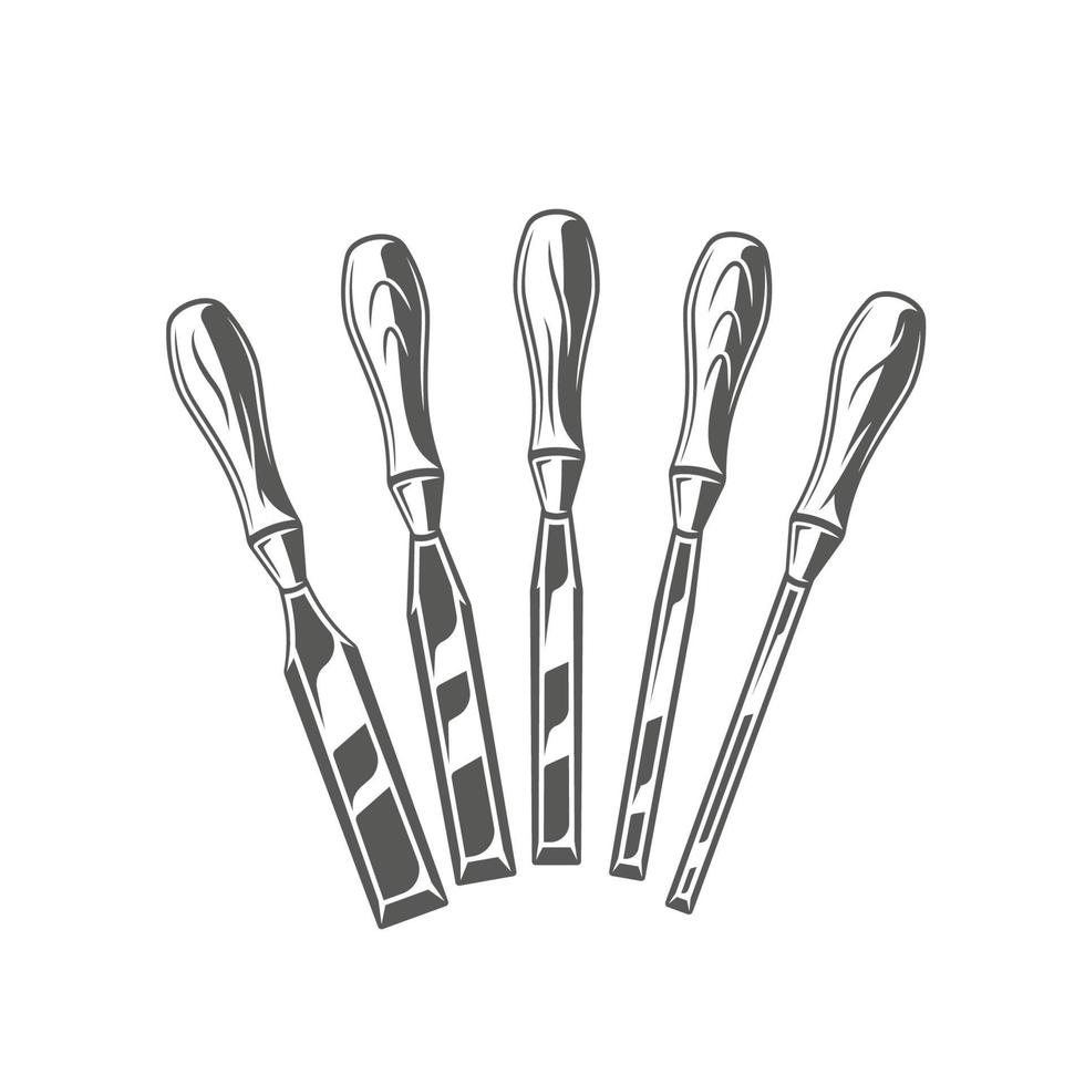 Chisels isolated on white background vector