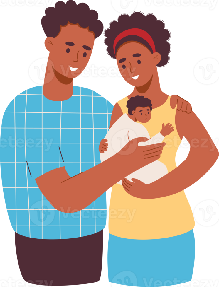 ethnic black  family with newborn png