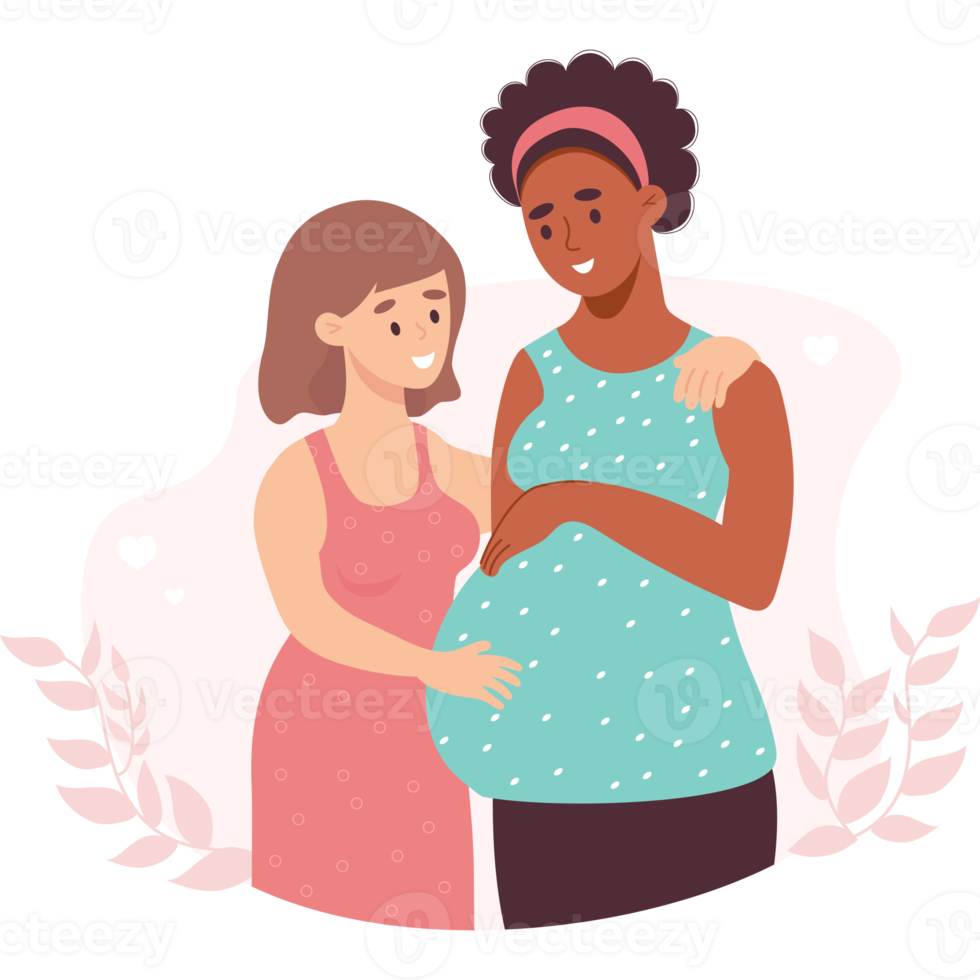 Happy multiracial  LGBT family. pregnancy png