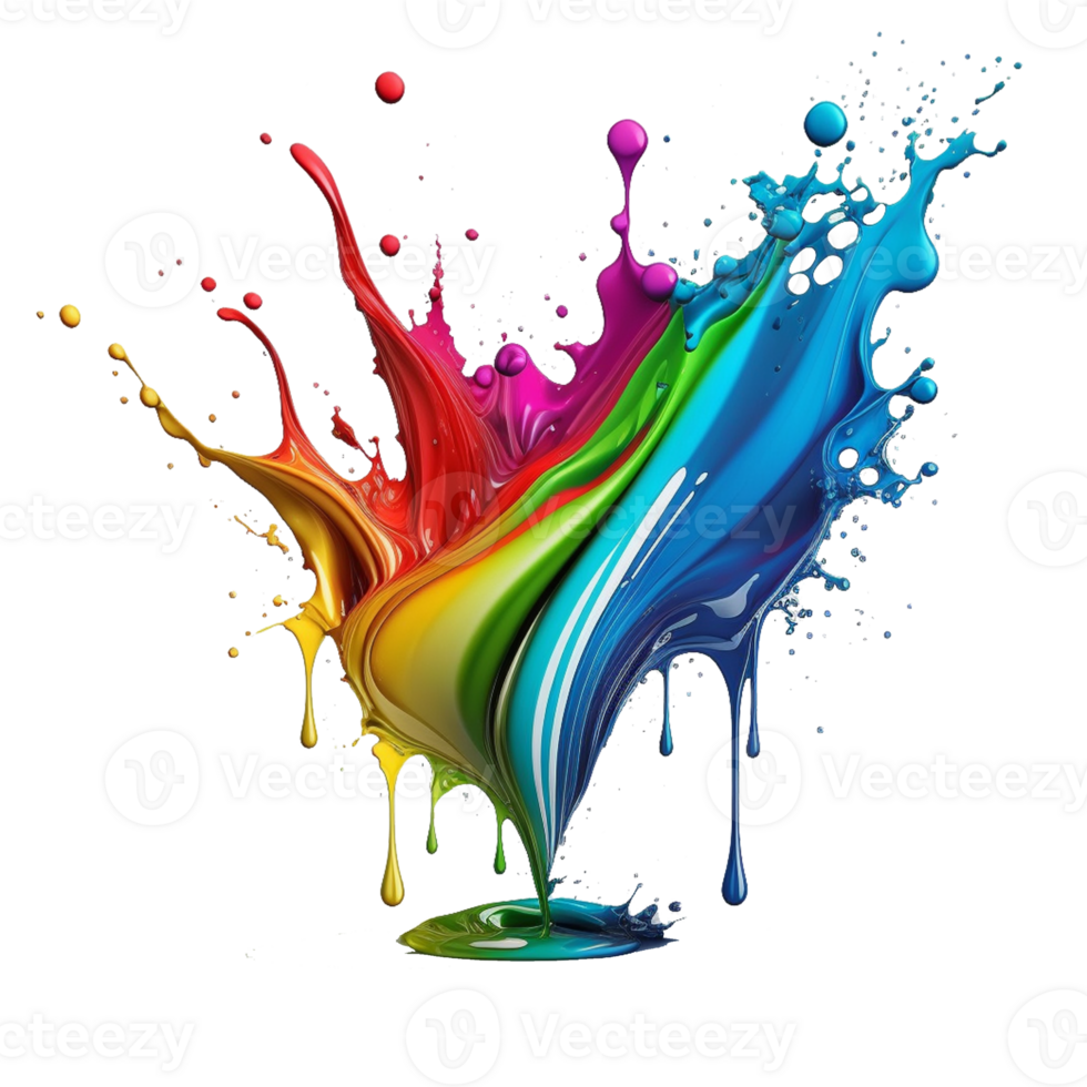 coloré éclaboussure liquide peindre élément sur transparent arrière-plan, génératif ai png