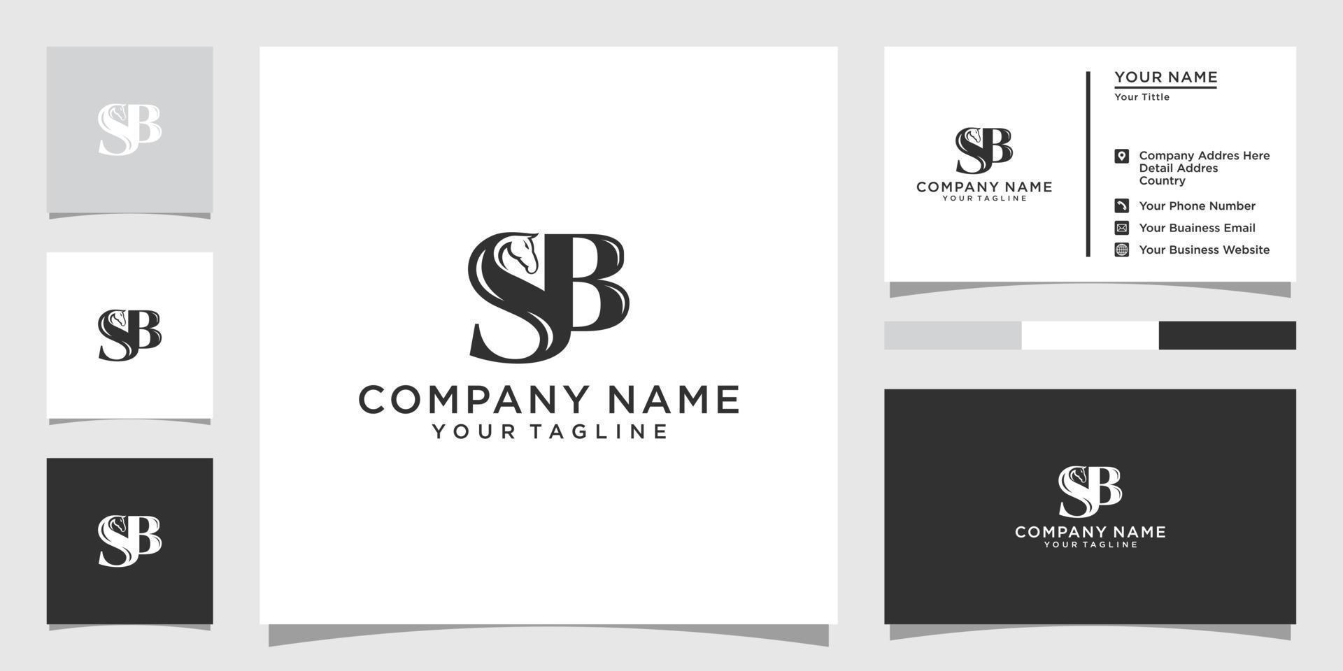 letra inicial sb o bs con concepto de diseño de logotipo de vector de caballo.