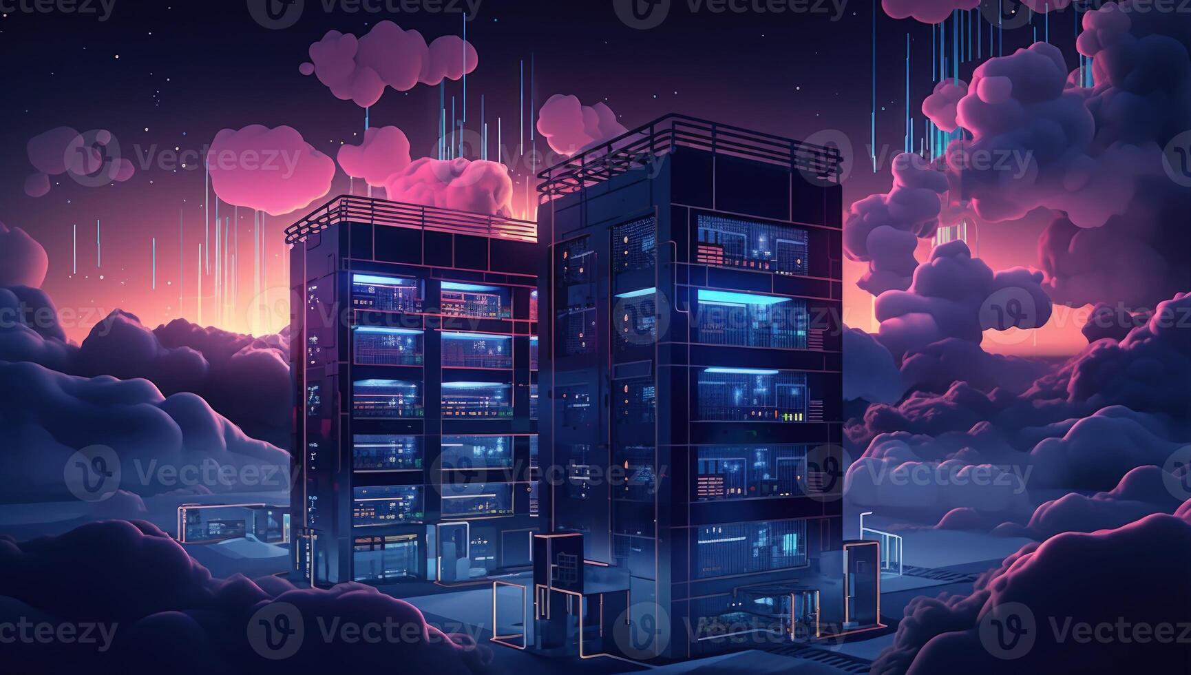 Data center, server room, datacenter, big data center, cloud computing concept. photo