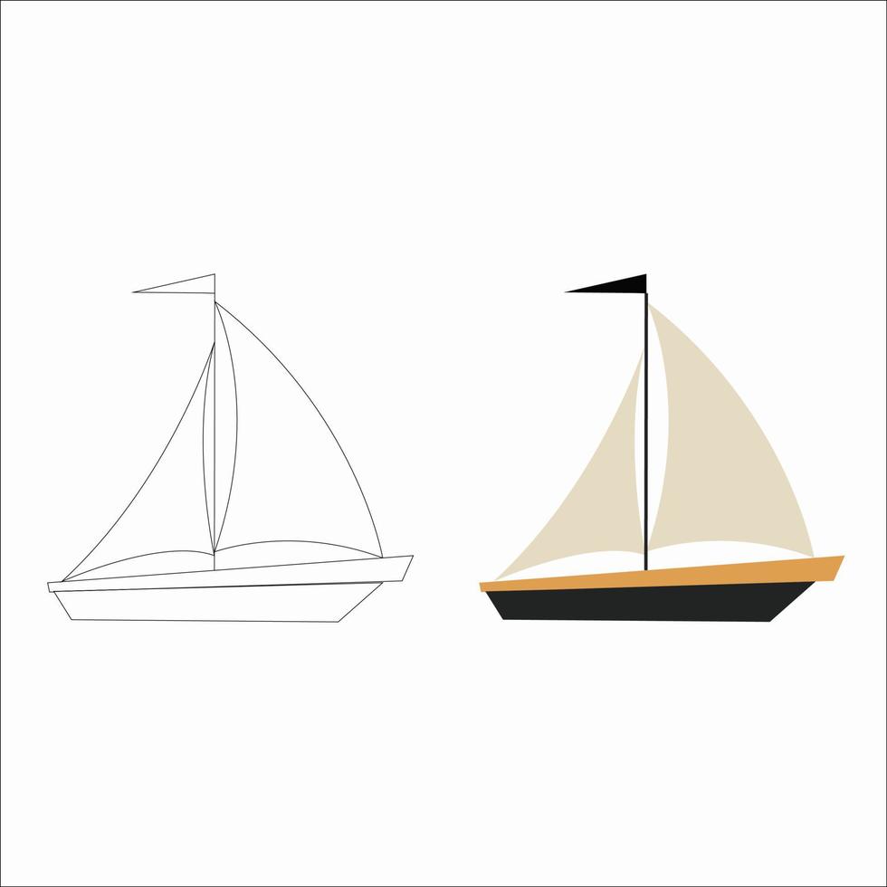 Two Nice Sailing boat Line Art- Vector Art work