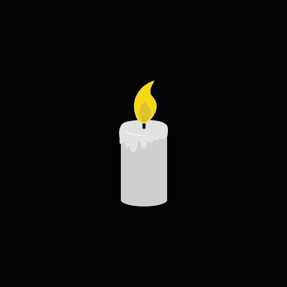 Candle icon, cartoon style, Candle vector isolated Burning red candle and dark background. Vector flat illustration.