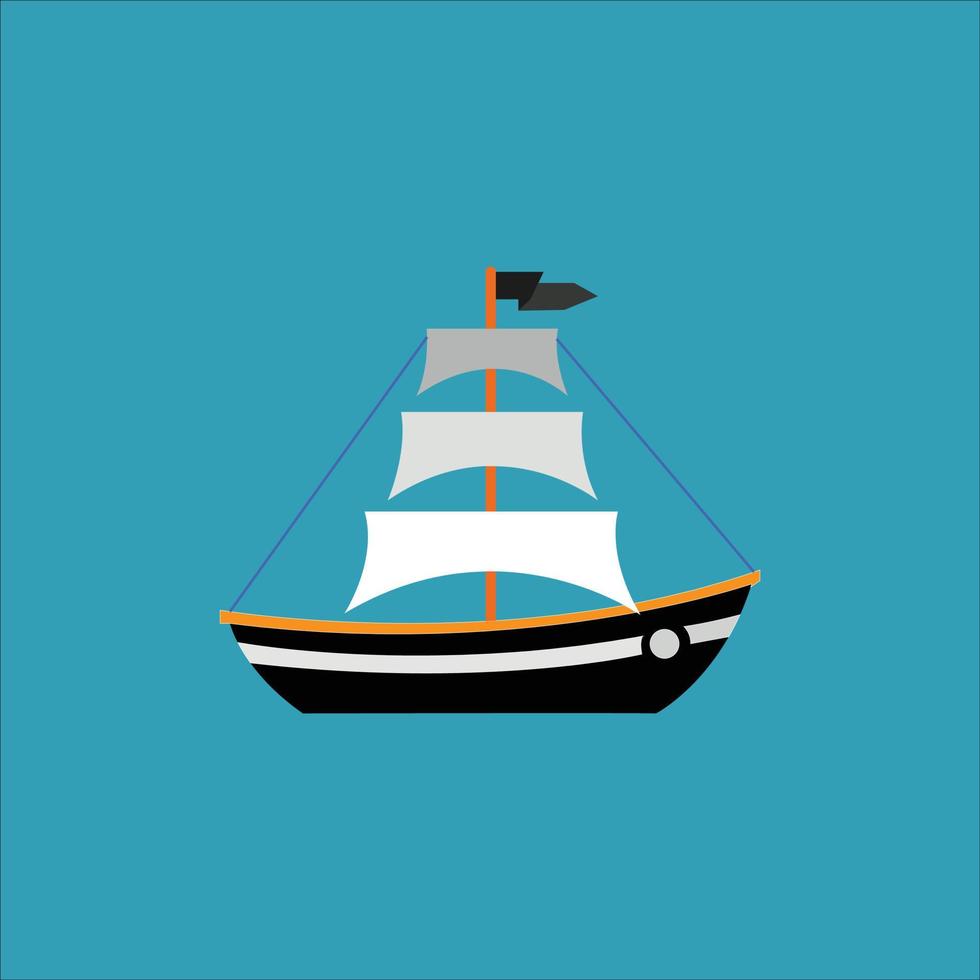 Sailboat vector cartoon anchor helm illustration graphic -Vector artwork