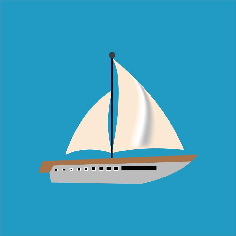 Sailboat vector cartoon anchor helm illustration graphic -Vector artwork