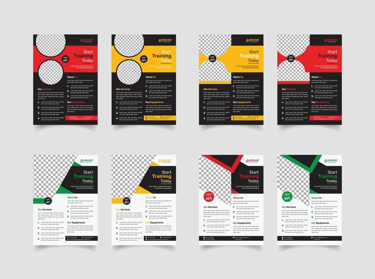 Bundle fitness flyer template design vector