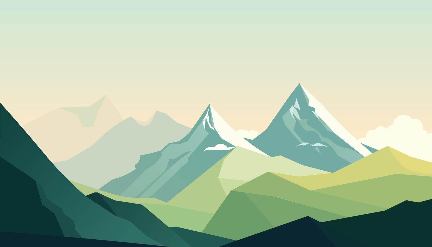 Flat minimalistic design. Panorama of a mountain landscape. Easy to change colors. vector