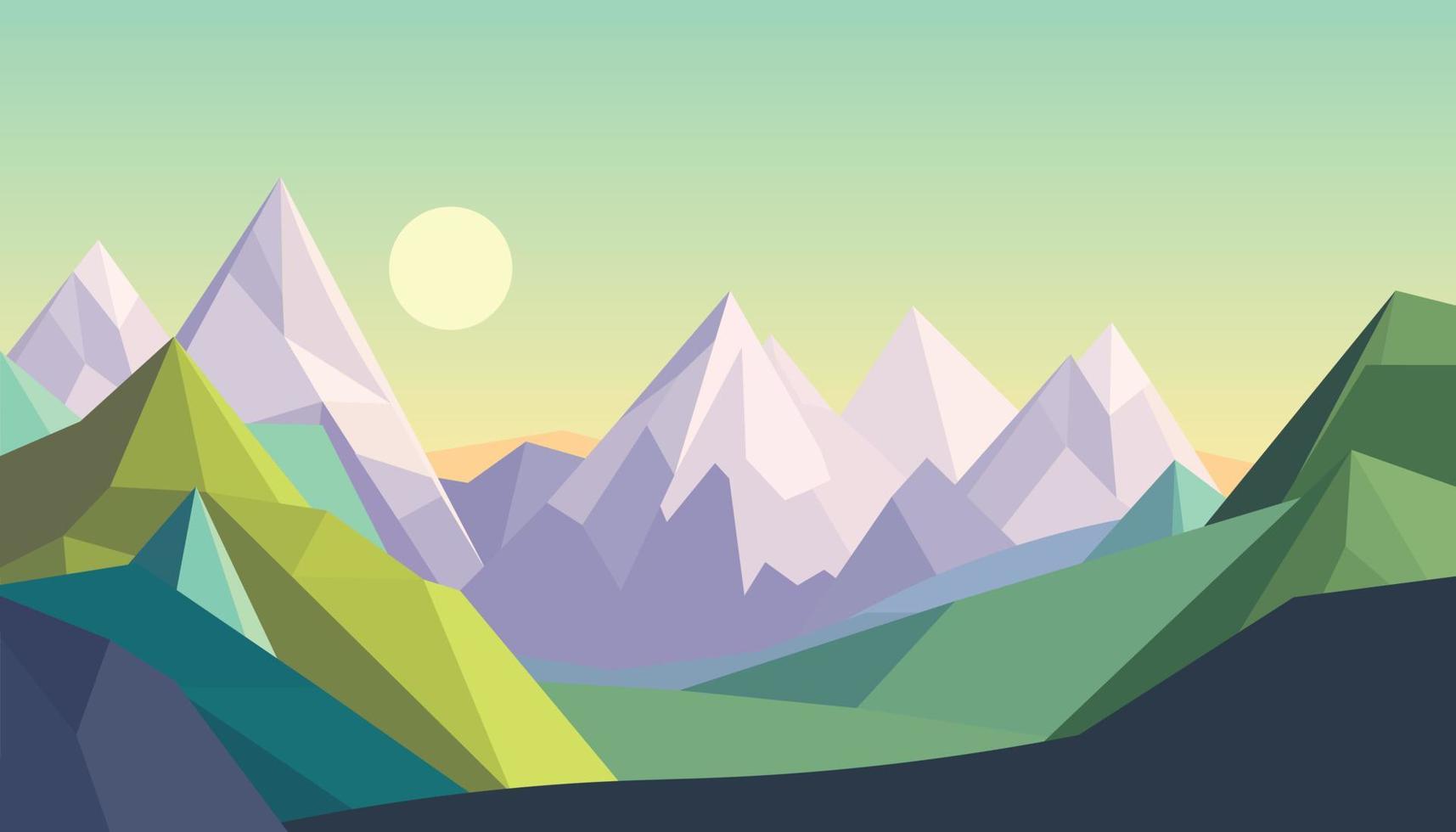 plano minimalista diseño. panorama de un montaña paisaje. fácil a cambio colores. vector