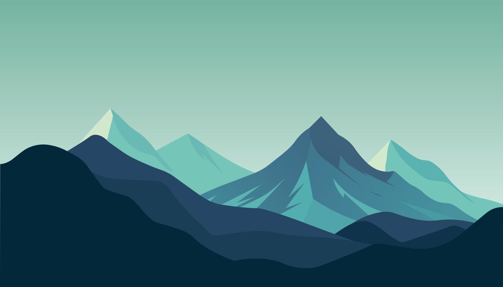 Flat minimalistic design. Panorama of a mountain landscape. Easy to change colors. vector