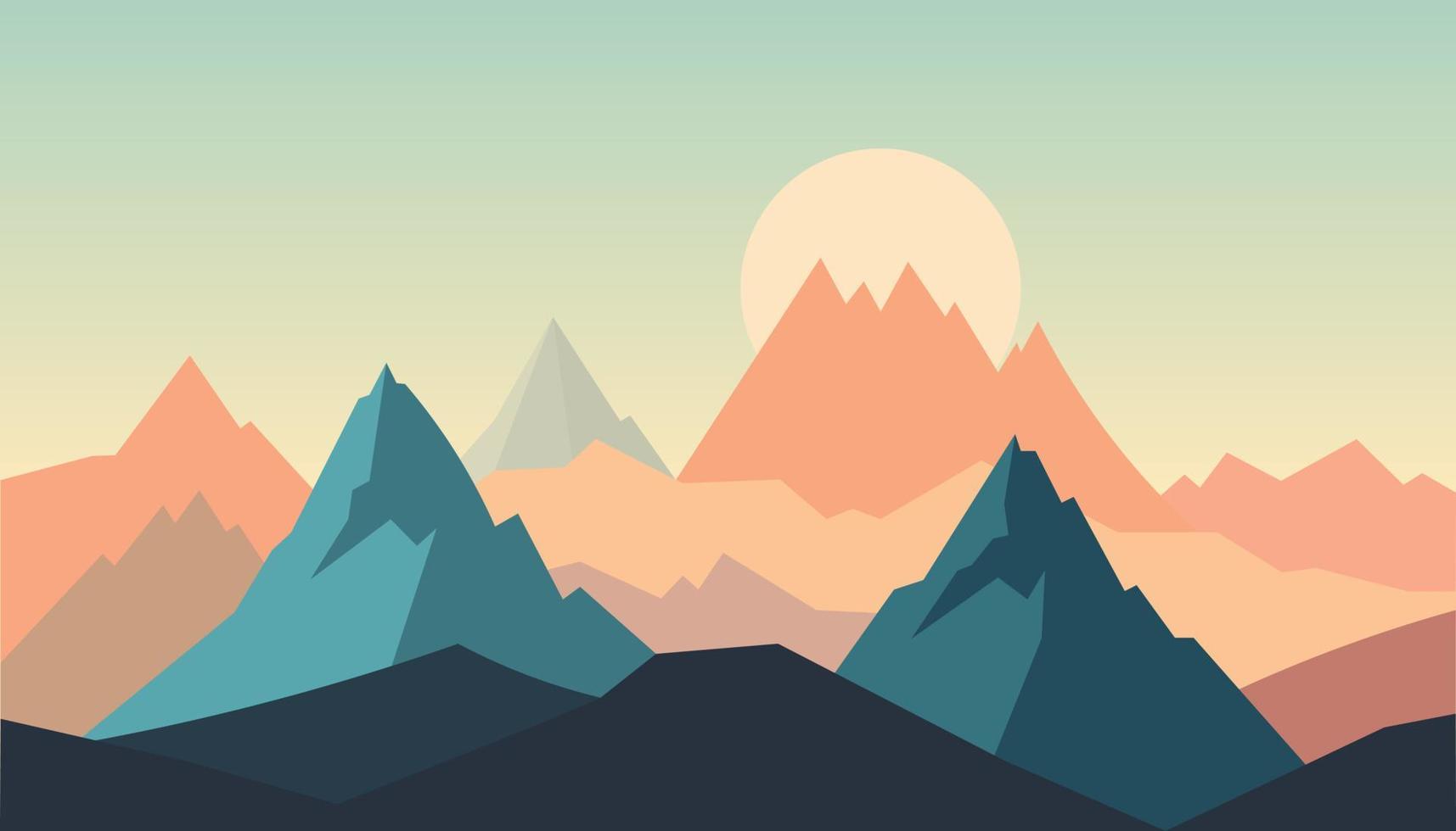Flat minimalistic design. Panorama of a mountain landscape. Easy to change colors. vector