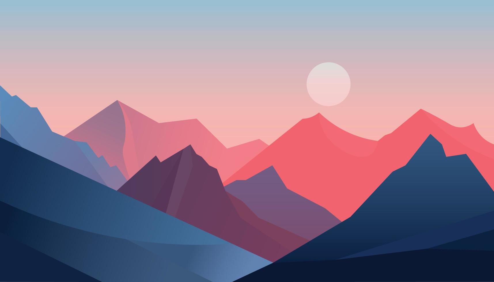 Flat minimalistic design. Panorama of a mountain landscape. Easy to change colors. vector