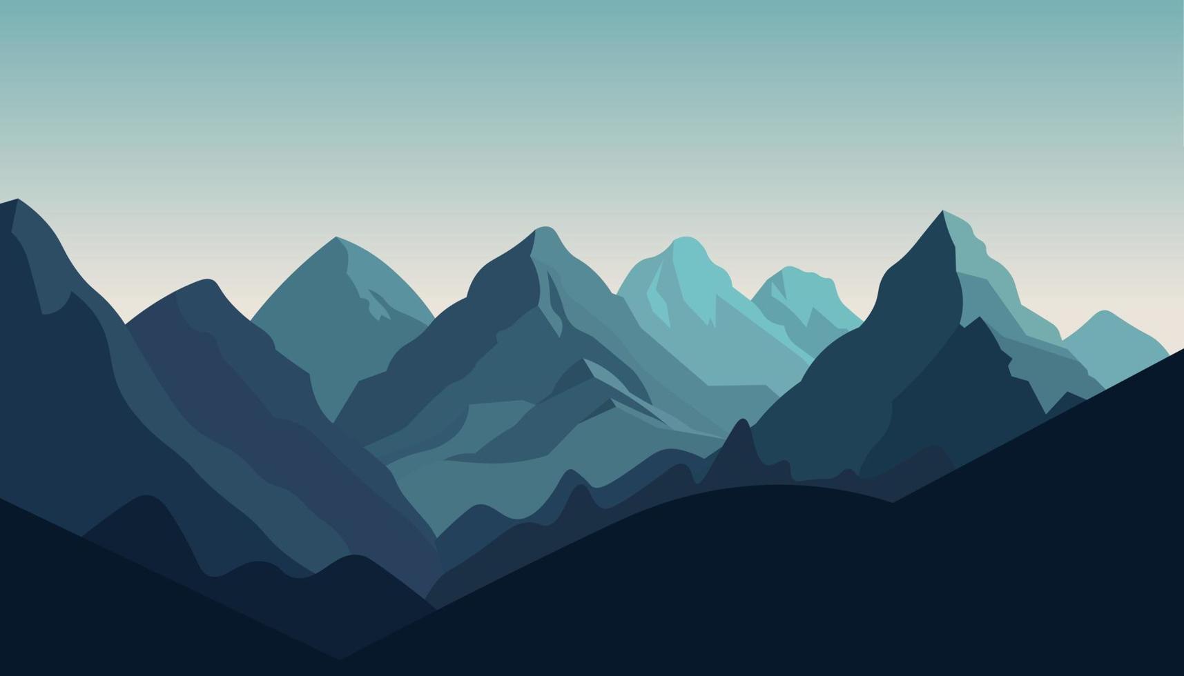 Flat minimalistic design. Panorama of a mountain landscape. Easy to change colors. vector