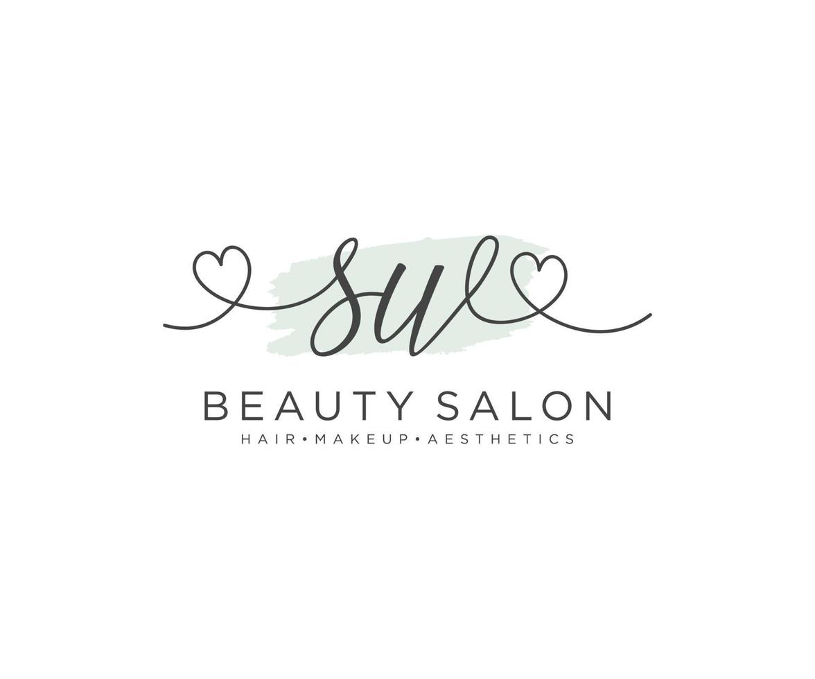 Initial SW feminine logo collections template. handwriting logo of initial signature, wedding, fashion, jewerly, boutique, floral and botanical with creative template for any company or business. vector