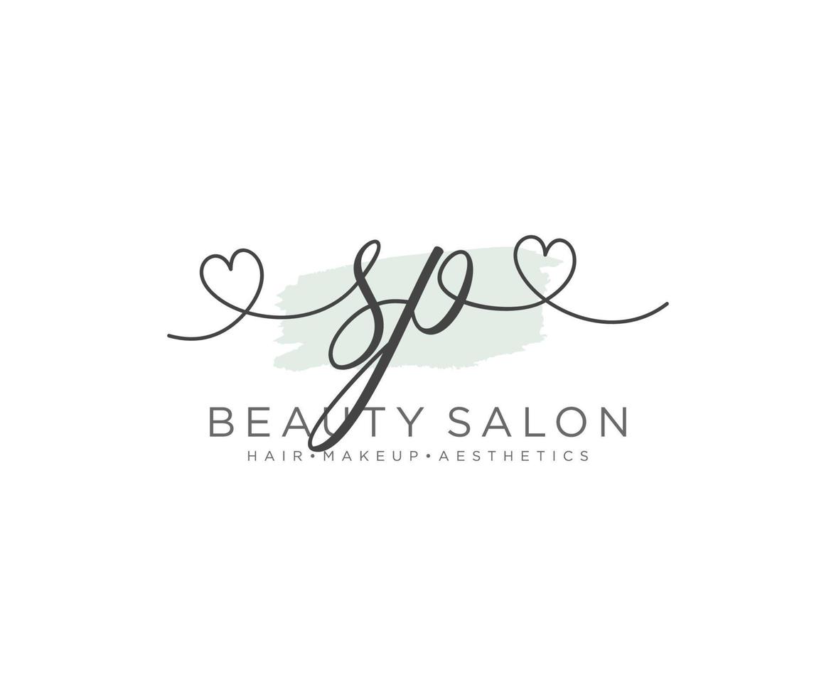 Initial SP feminine logo collections template. handwriting logo of initial signature, wedding, fashion, jewerly, boutique, floral and botanical with creative template for any company or business. vector