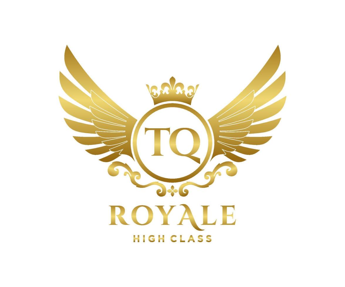 Golden Letter TQ template logo Luxury gold letter with crown. Monogram alphabet . Beautiful royal initials letter. vector