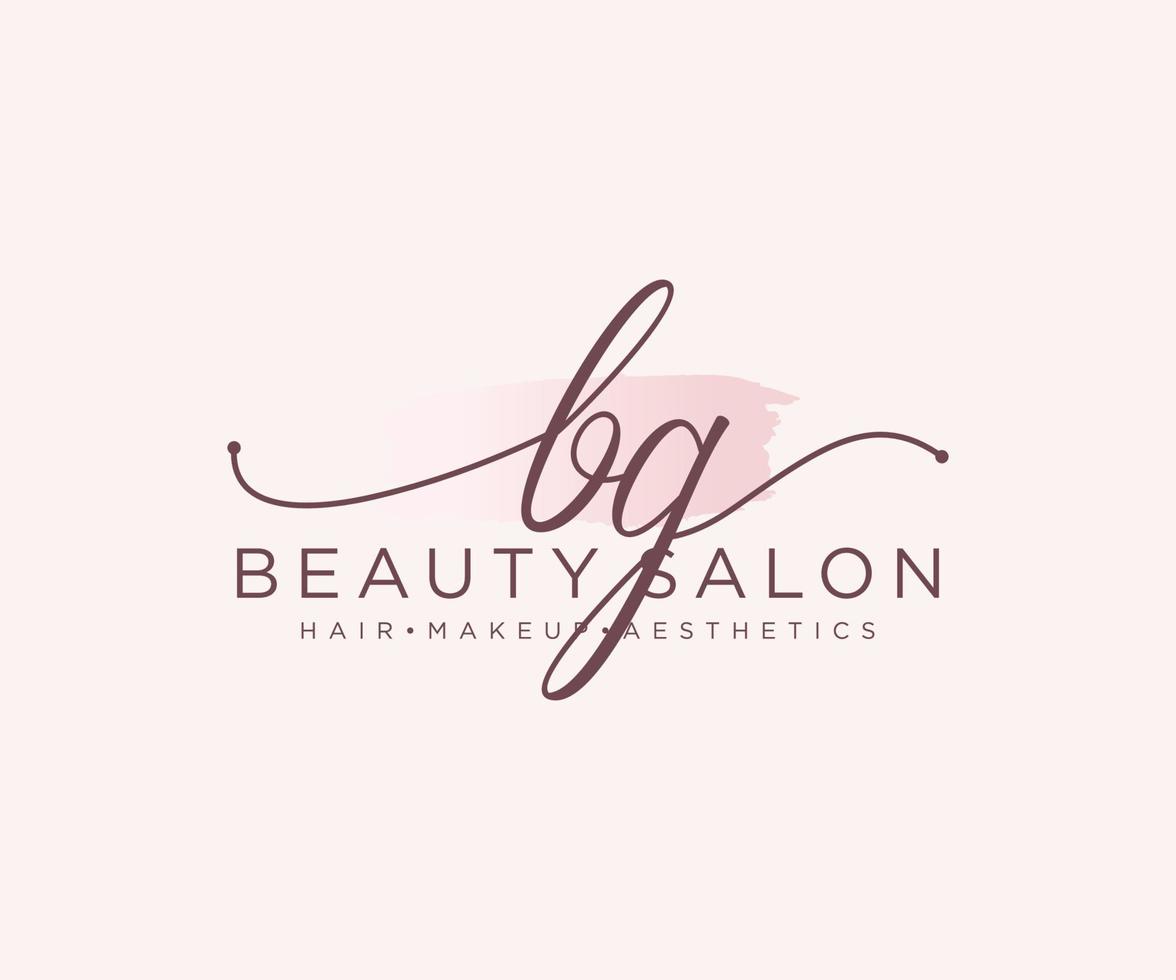 Initial BG feminine logo collections template. handwriting logo of initial signature, wedding, fashion, jewerly, boutique, floral and botanical with creative template for any company or business. vector