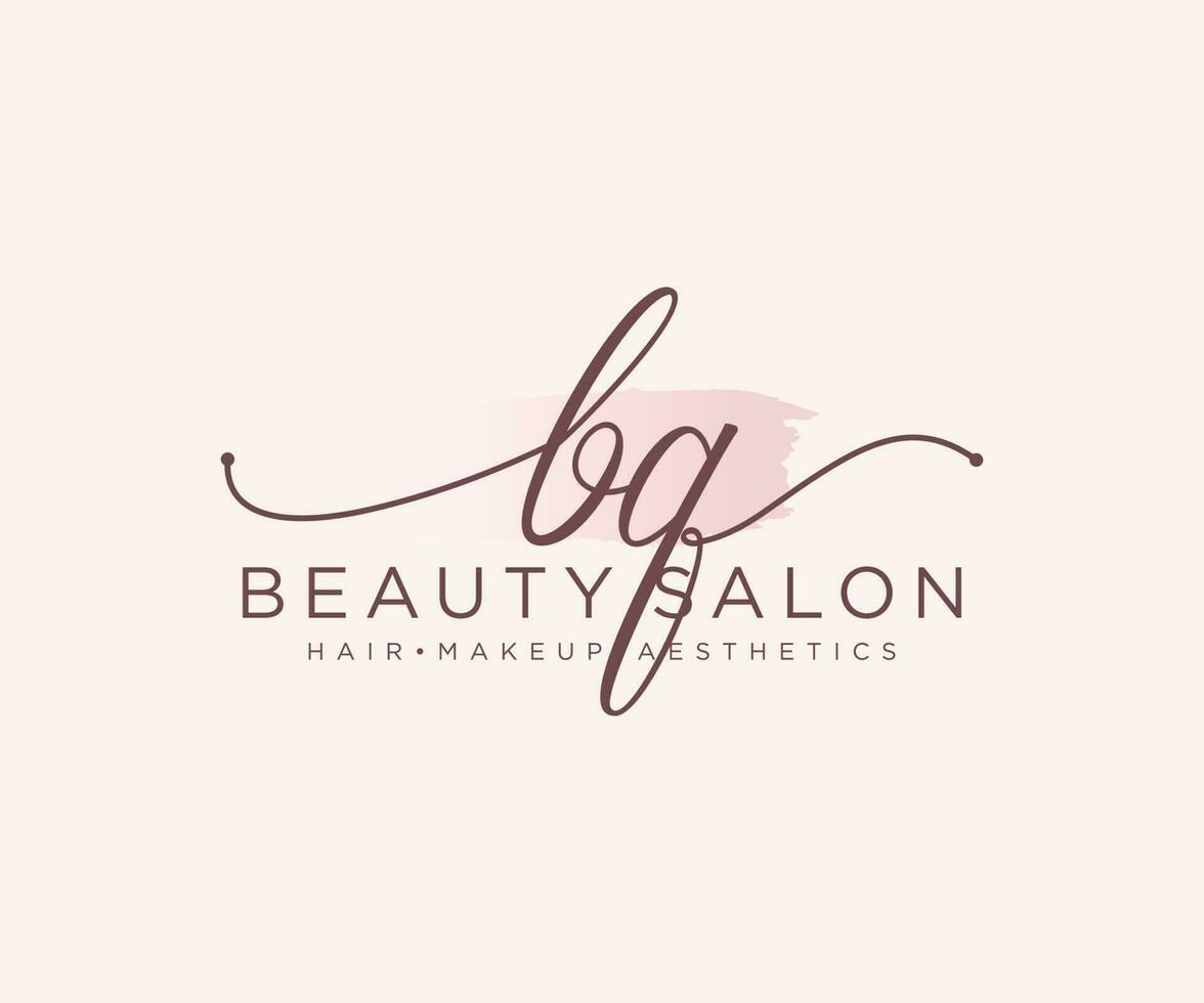 Initial BQ feminine logo collections template. handwriting logo of initial signature, wedding, fashion, jewerly, boutique, floral and botanical with creative template for any company or business. vector